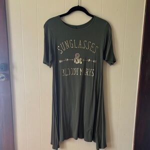 Olive Green Graphic dress - Sunglasses & Bloody Marys. Women’s size S